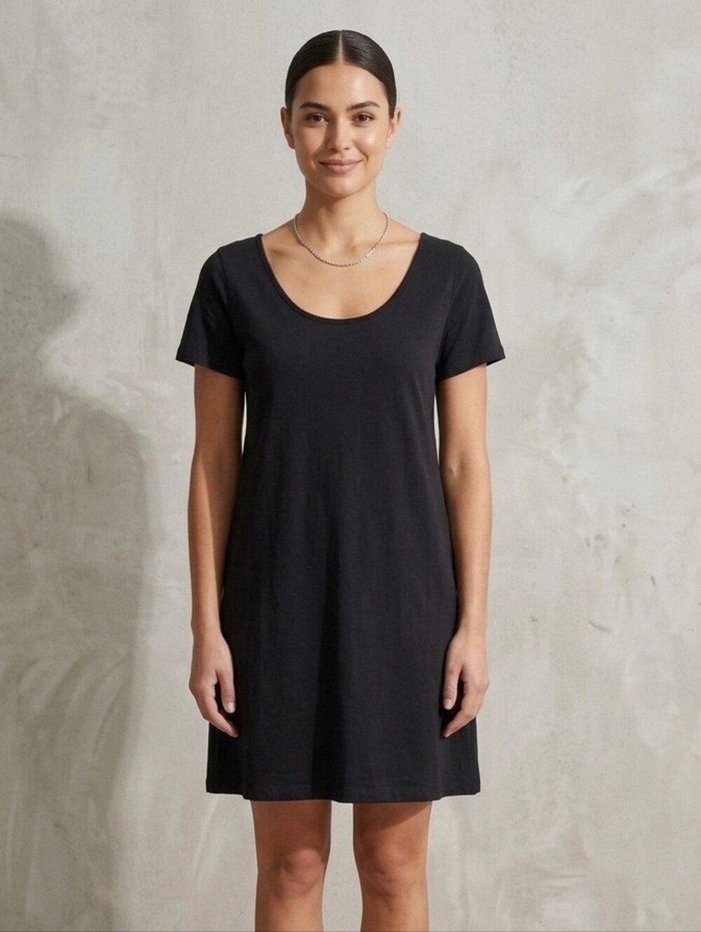 COS Black Short-Sleeve T-Shirt Mini Dress Minimalist Quiet Luxury Casual Chic M
